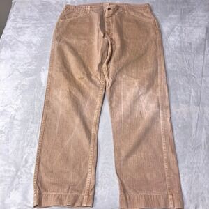 Birdwell Beach Britches Pants Tan Canvas Button-fly Herringbone USA Made Mens 40